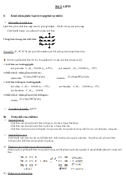 Giáo án Hóa học 12 Bài 2: LIPIT