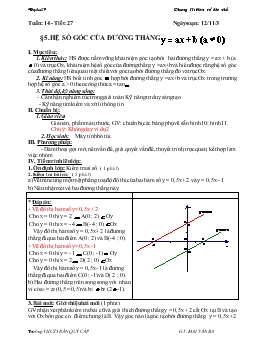 Giáo án Toán 9 tuần 14 tiết 27: Hệ số góc của đường thẳng y = ax + b (a 0)