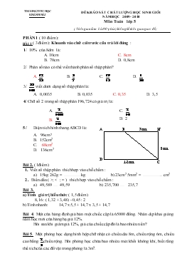 Đề khảo sát chất lượng học sinh giỏi năm học 2009 - 2010 môn Toán lớp 5