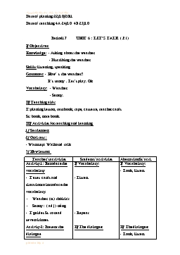 Giáo án Tiếng Anh 4 - Period 17_Unit 6: Let’s talk
