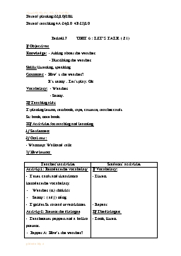 Giáo án Tiếng Anh 4 - Period 17_Unit 6: Let’s talk