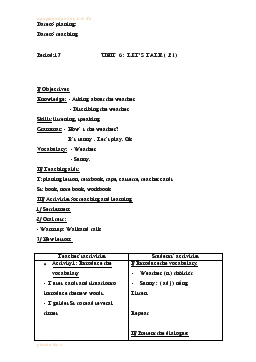 Giáo án Tiếng Anh 4 - Period 17_Unit 6: Let’s talk