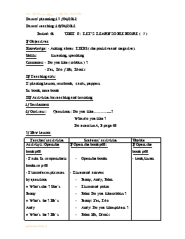 Giáo án Tiếng anh 4 - Period 61_ Unit 8: Let’s learn some more