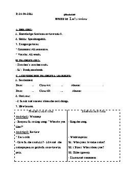 Giáo án Tiếng Anh 4 - Period 66_Unit 8: Let’s review