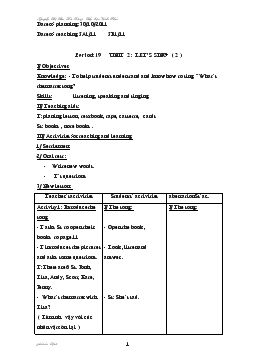 Giáo án Tiếng anh 5 - Period: 19_Unit 2: Let’s sing