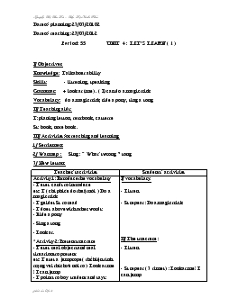 Giáo án Tiếng anh 5 - Period: 55_Unit 4: Let’s learn