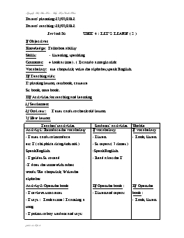 Giáo án Tiếng anh 5 - Period: 56_Unit 4: Let’s learn
