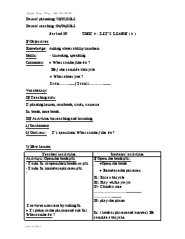 Giáo án Tiếng anh 5 - Period: 58_Unit 4: Let’s learn
