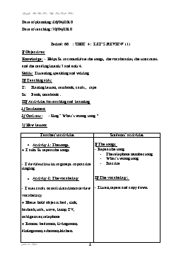 Giáo án Tiếng anh 5 - Period: 66_Unit 4: Let’s review