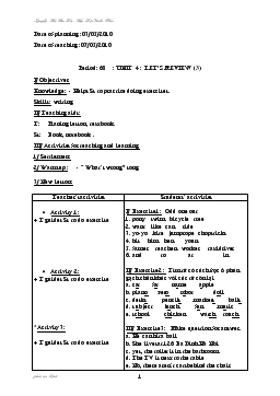 Giáo án Tiếng anh 5 - Period: 68_Unit 4: Let’s review