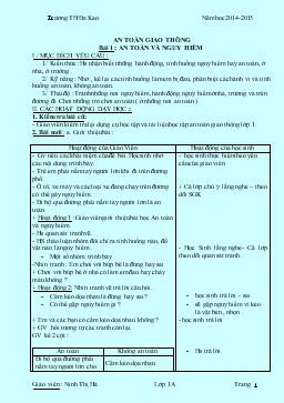 An toàn giao thông lớp 1 - Bài 1 đến bài 5