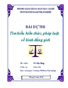 Bài dự thi tìm hiểu kiến thức, pháp luật về bình đẳng giới