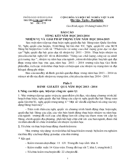 Báo cáo Tổng kết năm học 2013-2014 nhiệm vụ và giải pháp trọng tâm năm học 2014-2015