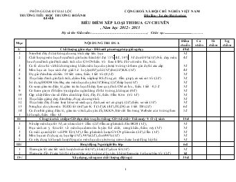 Biểu điểm xếp loại thi đua giáo viên chuyên, năm học 2012 - 2013