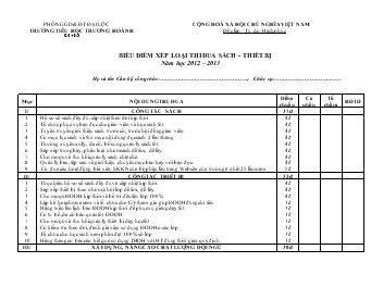 Biểu điểm xếp loại thi đua sách - Thiết bị năm học 2012 – 2013