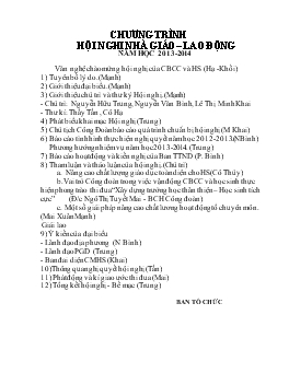 Chương trình hội nghị nhà giáo – Lao động năm học 2013-2014