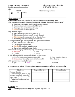 Đề kiểm tra 1 tiết kỳ II môn: Sinh học 6