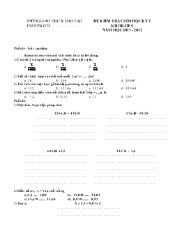 Đề kiểm tra cuối học kỳ 2 khối lớp 5 năm học 2011 - 2012