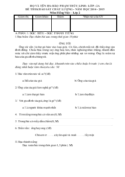 Đề thi khảo sát chất lượng năm học 2014 - 2015 môn:tiếng Việt lớp 2