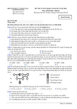 Đề thi tuyển sinh cao đẳng năm 2014 môn: Sinh học; khối B - Mã đề thi 846