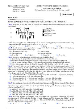 Đề thi tuyển sinh cao đẳng năm 2014 môn: Sinh học; khối B - Mã đề thi 538