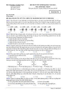 Đề thi tuyển sinh cao đẳng năm 2014 môn: Sinh học; khối B - Mã đề thi 936