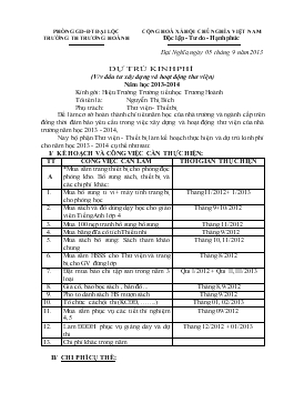 Dự trù kinh phí (v/v đầu tư xây dựng và hoạt động thư viện) năm học 2013-2014