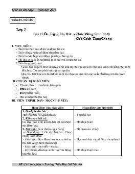 Giáo án âm nhạc lớp 1 - Tuần 15 năm học 2014