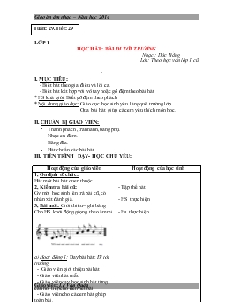 Giáo án âm nhạc lớp 1 - Tuần 29 năm học 2014