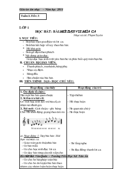 Giáo án âm nhạc lớp 1 - Tuần 3 năm học 2014