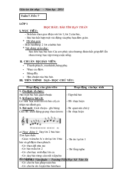 Giáo án âm nhạc lớp 1 - Tuần 7 năm học 2014