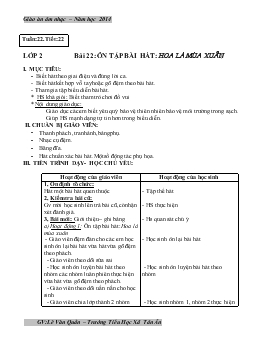 Giáo án âm nhạc lớp 2 - Tuần 22 năm Học 2014