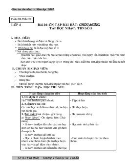 Giáo án âm nhạc lớp 4 - Tuần 20 năm học 2014