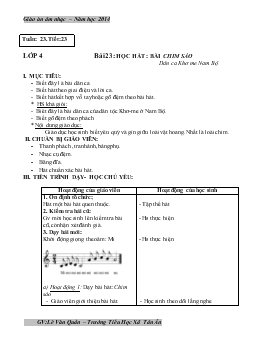 Giáo án âm nhạc lớp 4 - Tuần 23 năm học 2014
