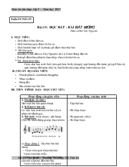 Giáo án âm nhạc lớp 5 - Tuần 19 năm học 2014