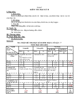 Giáo án Sinh học 12 - Tiết 67: Kiểm tra học kỳ II