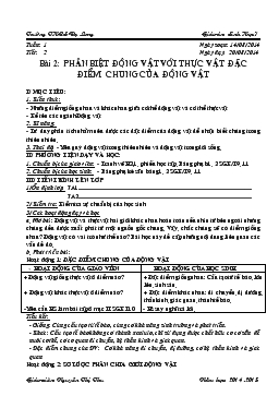 Giáo án: Sinh Học 7 - Tiết 2