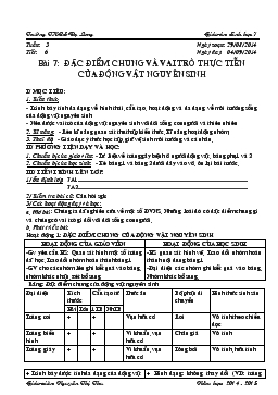 Giáo án Sinh học 7 - Tuần 3