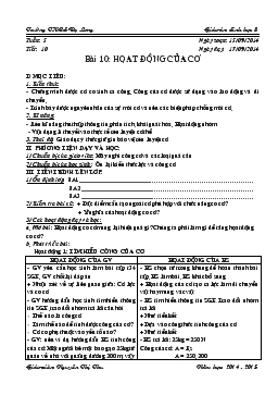 Giáo án Sinh học 8 - Tiết 10