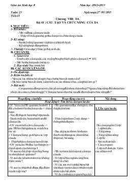 Giáo án Sinh học 8 - Tiết 43