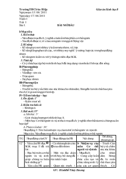 Giáo án Sinh học 8 trường THCS An Hiệp