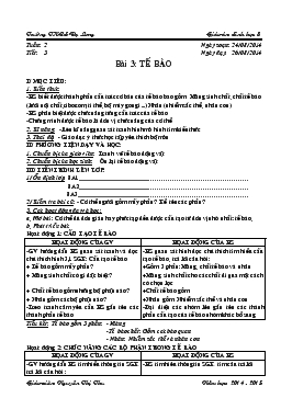 Giáo án Sinh học 8 - Tuần 2