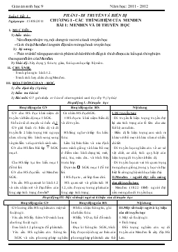 Giáo án sinh học 9 năm học: 2011 - 2012