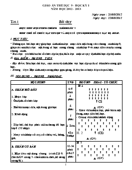 Giáo án Thể dục 9 - Học kỳ I năm học 2012 - 2013