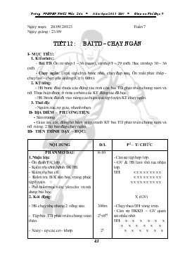 Giáo án Thể dục 9 - Học kỳ I - Tiết 12