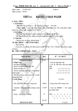 Giáo án Thể dục 9 - Học kỳ I - Tiết 14