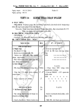 Giáo án Thể dục 9 - Học kỳ I - Tiết 24