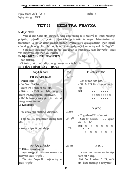 Giáo án Thể dục 9 - Học kỳ I - Tiết 32