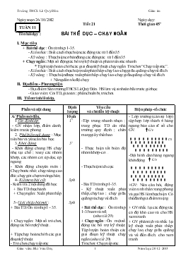 Giáo án Thể dục 9 - Tiết 21