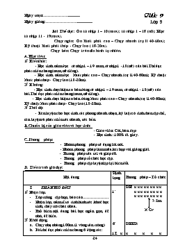 Giáo án Thể dục 9 - Tiết 9